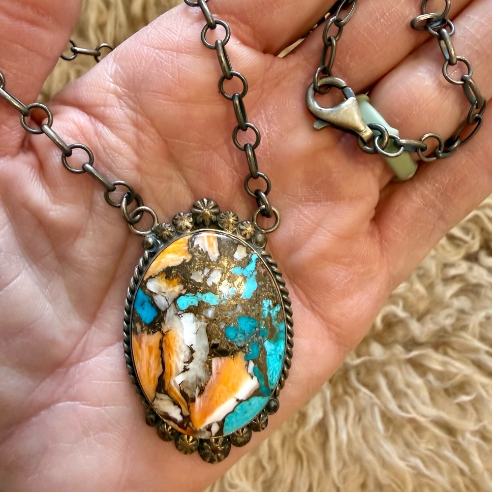 Native-Made Orange/Turquoise Necklace